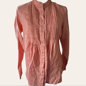 Chadwick’s Pintuck Linen Button Front Top . Size 10